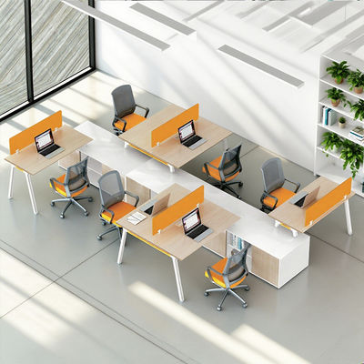 Деревянные рабочие станции Компьютерный стол 4-местный стол для персонала Офисные кубические рабочие станции с зонированием